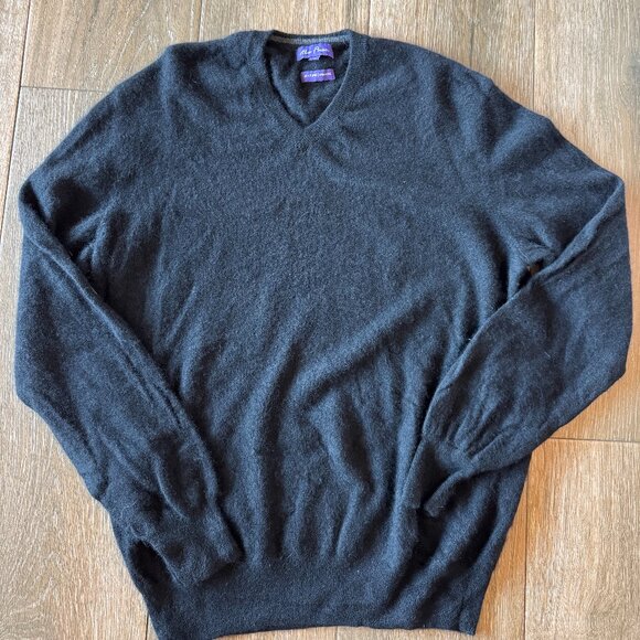 Alan Flusser 100% cashmere men's V-Neck pullover sweater size XL - Picture 1 of 5